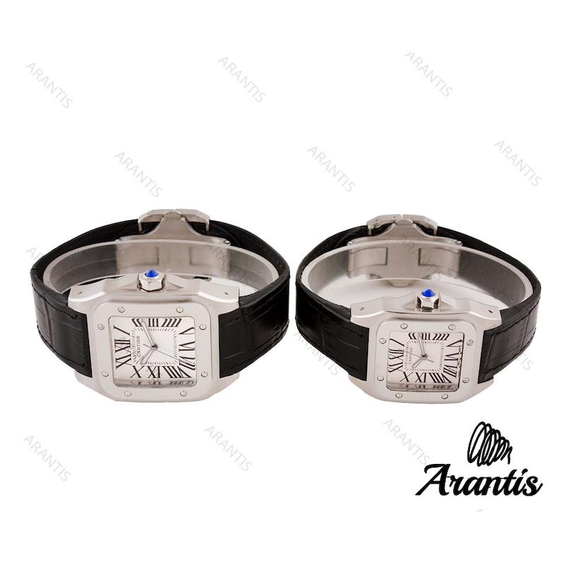 ساعت ست کارتیر سانتوس 100 سیلور مشکی صفحه سفید s-2955