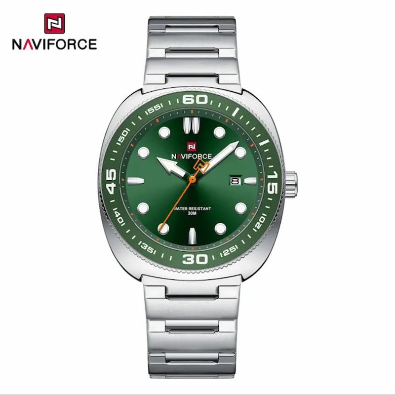 ساعت مچی مردانه نیوی فورس NF 9250 نقره ای صفحه سبز مدل m-10446