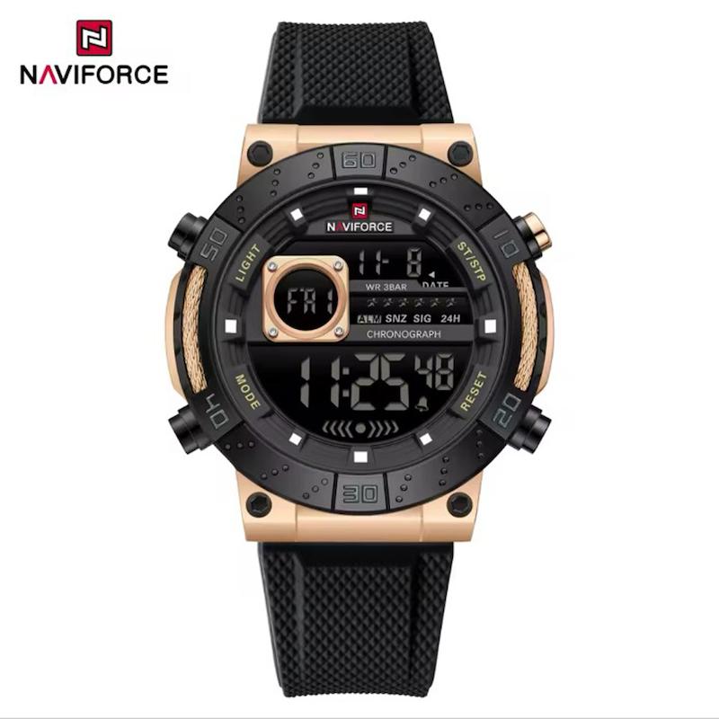 ساعت مچی مردانه نیوی فورس NF9241  مشکی بدنه رزگلد مدل m-10425