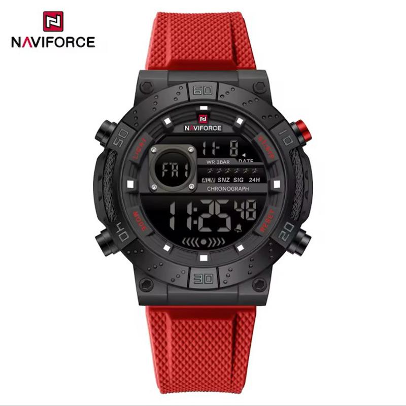 ساعت مچی مردانه نیوی فورس NF9241  قرمز بدنه مشکی مدل m-10423