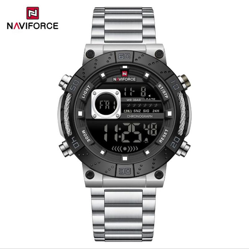 ساعت مچی مردانه نیوی فورس NF9241 سیلور بدنه مشکی مدل m-10415