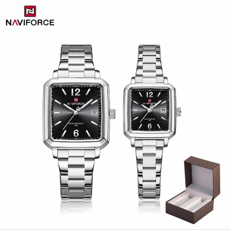ساعت ست نیوی فورس NF9252 سیلور صفحه مشکی مدل s-10400