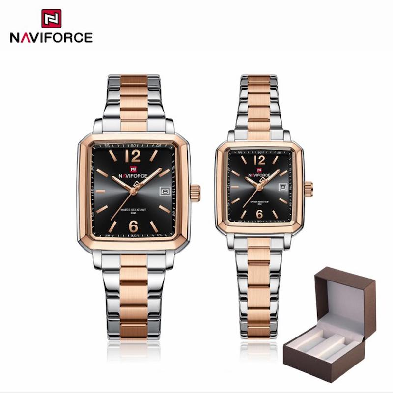 ساعت ست نیوی فورس NF9252 مشکی بدنه رزگلد سیلور مدل s-10399