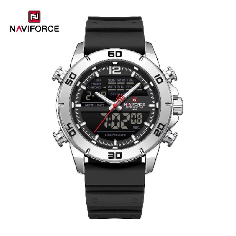 ساعت دیجیتال نیوی فورس مدل NF7120 مشکی بدنه سیلور مدل m-10395