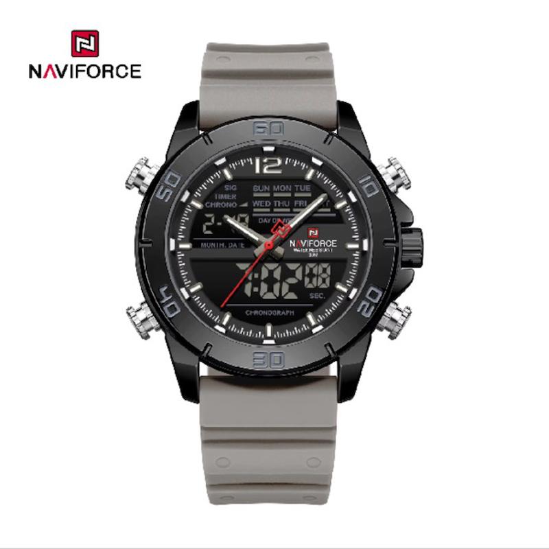 ساعت نیوی فورس مدل NF9253 بند طوسی صفحه مشکی مدل m-10394