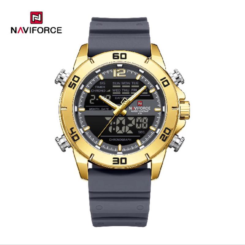 ساعت نیوی فورس مدل NF9253 ساعت بند رابر خاکستری مدل m-10388