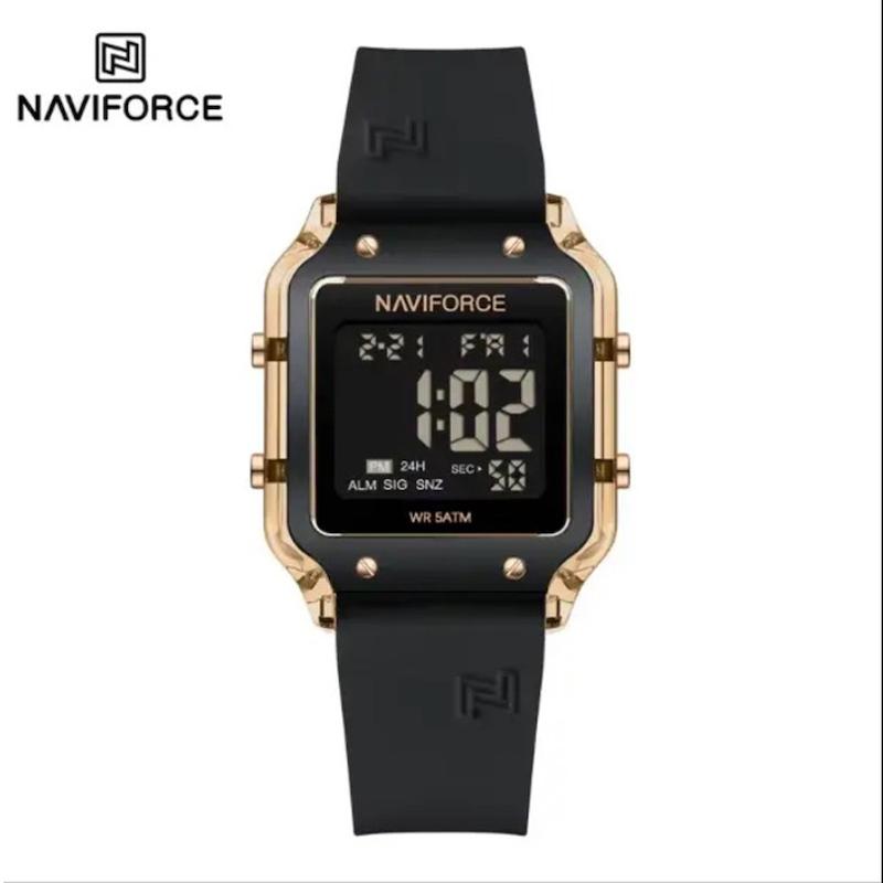ساعت دیجیتال نیوی فورس مدل NF7120 بند رابر مشکی رزگلد مدل m-10384
