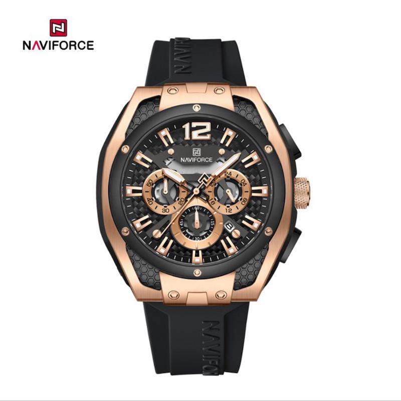 ساعت مچی اورجینال نیوی فورس NF 8063 سه موتوره قاب رزگلد مدل m-10371
