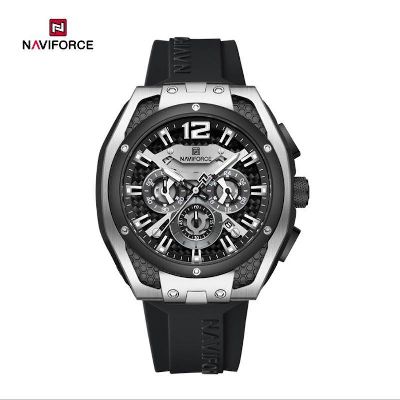 ساعت مچی اورجینال نیوی فورس NF 8063 سه موتوره قاب سیلور مدل m-10370
