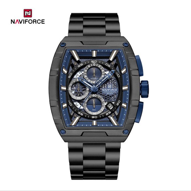 ساعت مچی اورجینال نیوی فورس Nf8066 مشکی صفحه سورمه ای مدل m-10359