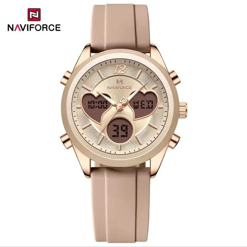 ساعت مچی اورجینال نیوی فورس NF5045 کرم قلبی مدل w-10344