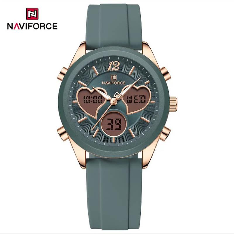 ساعت مچی اورجینال نیوی فورس NF5045 سبز آبی قلبی مدل w-10340
