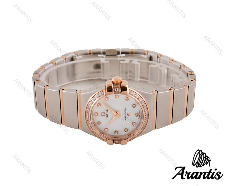 ساعت امگا کانسلیشن زنانه رزگلد سیلور نگین دار w-6704