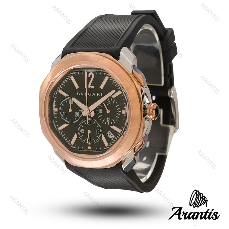 ساعت بولگاری مردانه کرنوگراف octo finissimo اکتو فینیسیمو رزگلد مشکی m-10306
