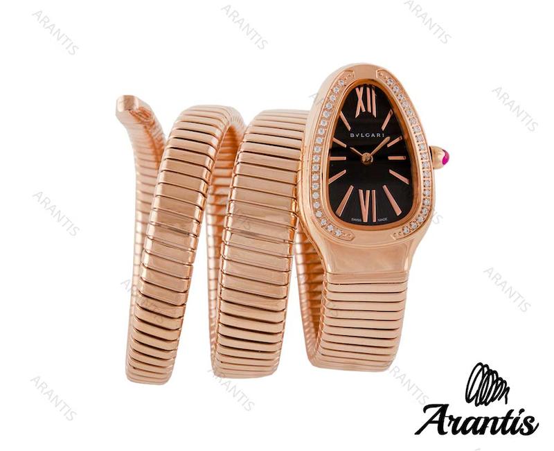 ساعت بولگاری ماری زنانه رزگلد نگین دار w-3204