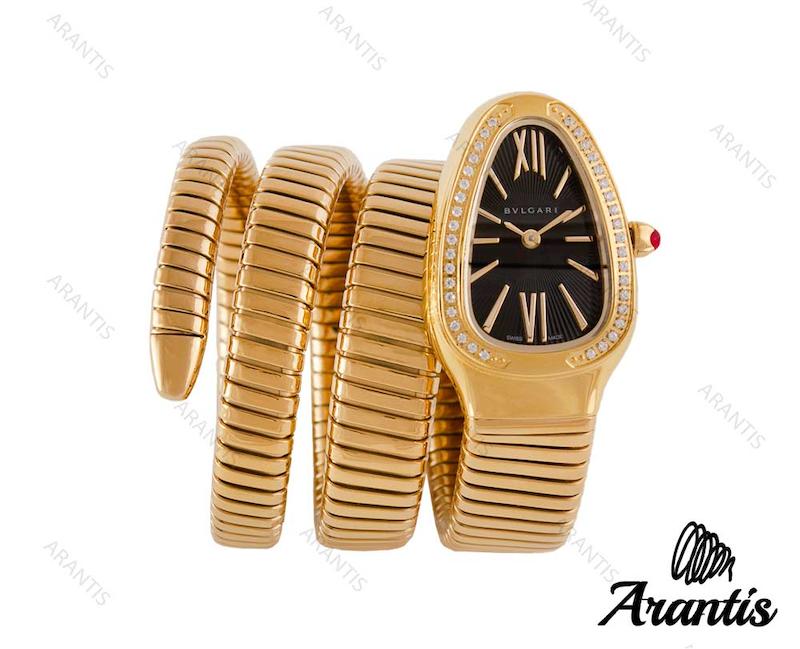 ساعت مچی بولگاری ماری زنانه طلایی نگین دار w-2204