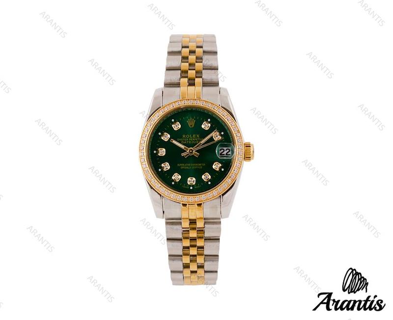 ساعت رولکس زنانه دیت جاست صفحه سبز w-3873