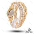 ساعت رویال کرون زنانه فول نگین طلایی صفحه مشکی دو دور w-10289