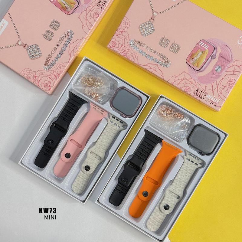 پکیج ساعت هوشمند و دستبند و گوشواره کیگی ویر KW73 mini مدل u-10317