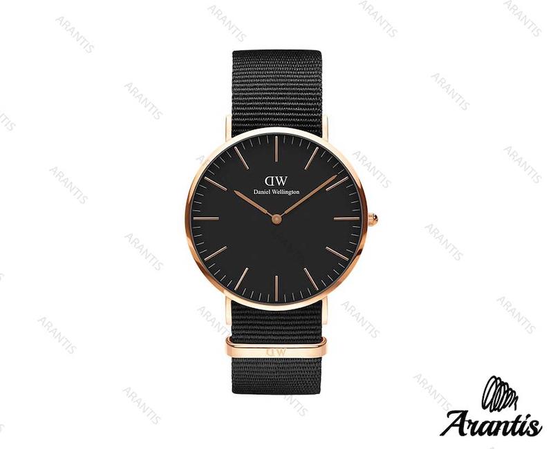 ساعت دنیل ویلینگتون زنانه بند برزنت مشکی w-4453