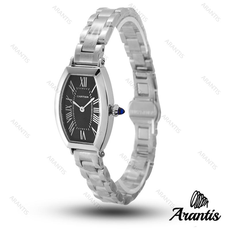 ساعت کارتیه زنانه قاب سیلور صفحه مشکی w-10288