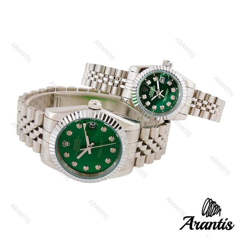 ساعت ست رولکس دیت جاست نقره ای صفحه سبز s-0154