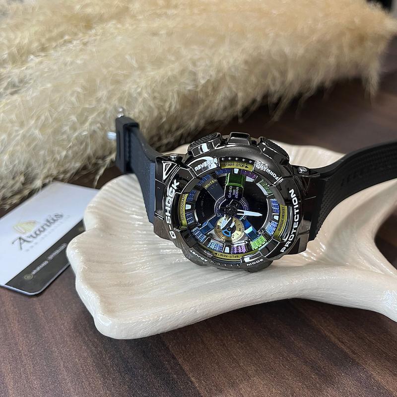 ساعت جی شاک GM110H مردانه مشکی صفحه هفت رنگ  m-9106
