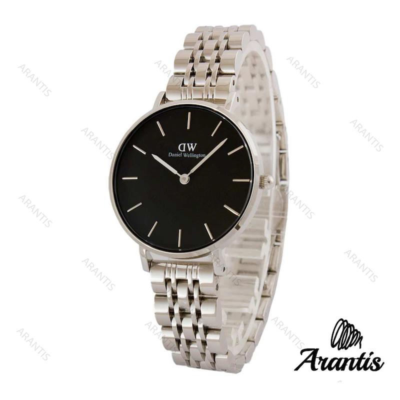 ساعت دنیل ولینگتون زنانه استیل صفحه مشکی مدیوم w-4815