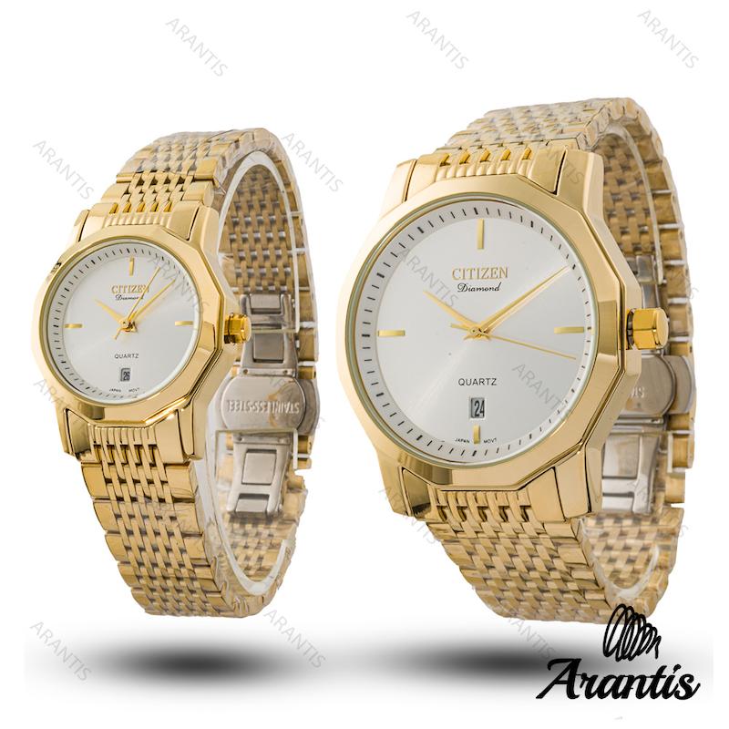 ساعت ست سیتیزن diamond طلایی صفحه سفید s-10222