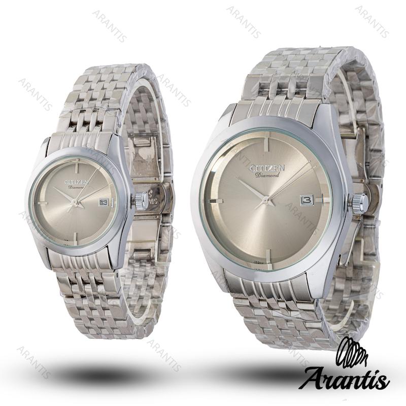 ساعت ست سیتیزن diamond سیلور صفحه بژ s-10217
