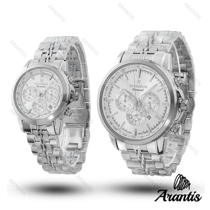 ساعت ست رومانسون diamond تمام سیلور چند موتوره s-10215