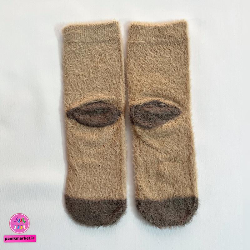 جوراب ساقدار زمستانی پشمی موهر طرح 🧸 «خرسی کلاسیک C»