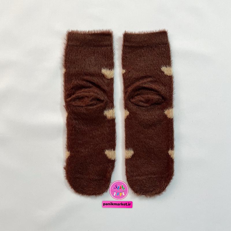 جوراب ساقدار زمستانی پشمی موهر طرح قلب‌های شطرنجی – مدل فانتزی و گرم coco&hanna 🐻