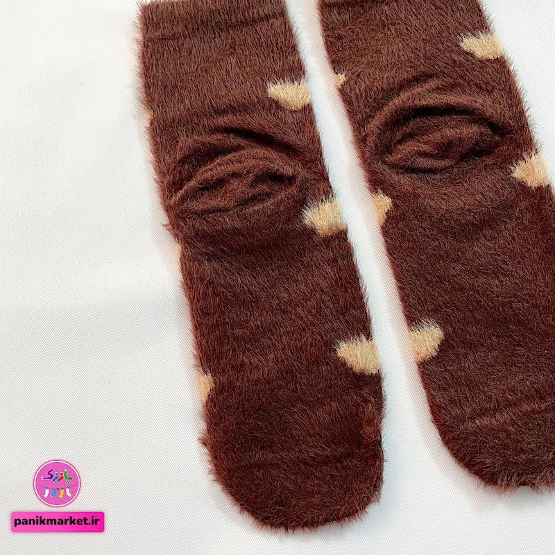 جوراب ساقدار زمستانی پشمی موهر طرح قلب‌های شطرنجی – مدل فانتزی و گرم coco&hanna 🐻