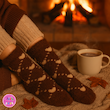 جوراب ساقدار زمستانی پشمی موهر طرح قلب‌های شطرنجی – مدل فانتزی و گرم coco&hanna 🐻