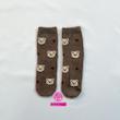 جوراب ساقدار زمستانی پشمی موهر طرح خرس کرم و نقطه‌ای قهوه‌ای coco&hanna