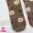 جوراب ساقدار زمستانی پشمی موهر طرح خرس کرم و نقطه‌ای قهوه‌ای coco&hanna