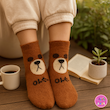 جوراب ساقدار زمستانی پشمی موهر coco&hanna طرح خرس اوکی (OK Bear) | گرم، لطیف و فانتزی 🐻