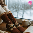 جوراب ساقدار زمستانی پشمی موهر coco&hanna طرح خرس خندان خال‌خالی (Smiley Dot Bear) | نرم، گرم و فانتزی برای روزهای سرد