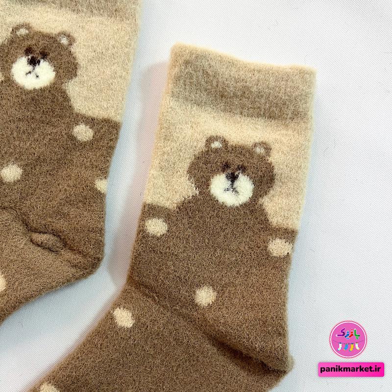 جوراب ساقدار زمستانی خرس خالخالی موودی🐻