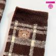 جوراب پشمی ساقدار طرح خرس چهارخونه شکلاتی 🐻🟫