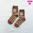 جوراب پشمی ساقدار طرح خرس راه‌راه کاراملی 🐻