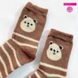 جوراب پشمی ساقدار طرح خرس راه‌راه کاراملی 🐻