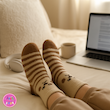جوراب پشمی ساقدار طرح خرس لپ‌دار راه‌راه 🐻