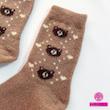 جوراب پشمی ساقدار طرح سه خرس قهوه‌ای روشن🐻