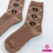جوراب پشمی ساقدار طرح سه خرس قهوه‌ای روشن🐻