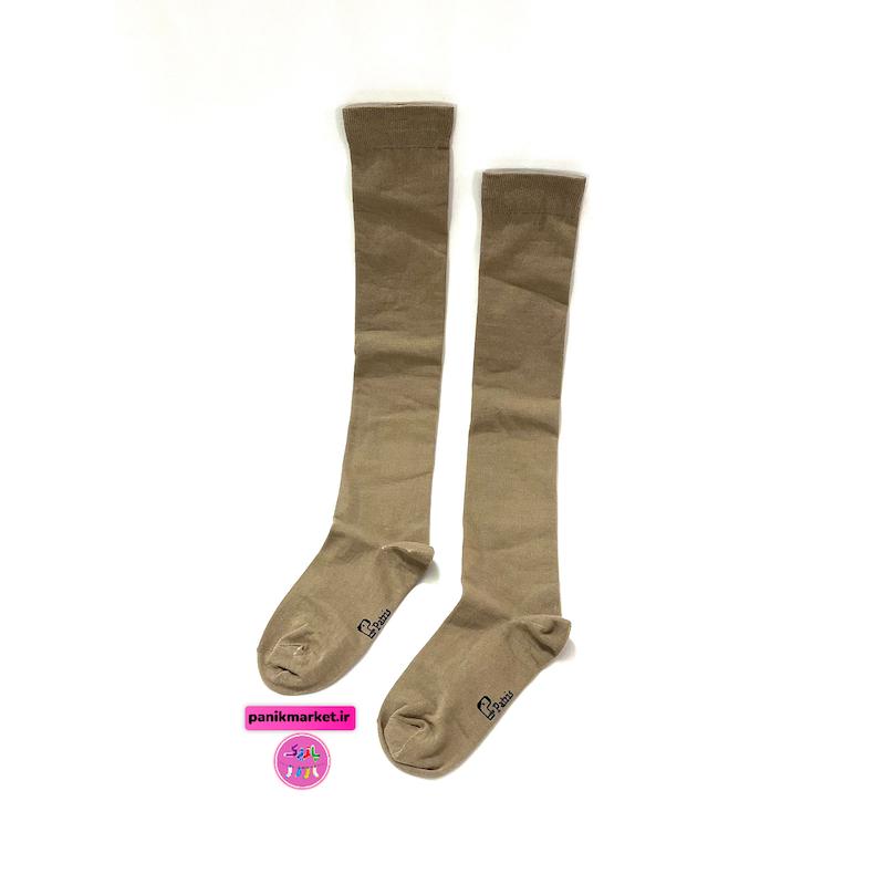 جوراب بالازانو تک رنگ نسکافه ای (خاکی)