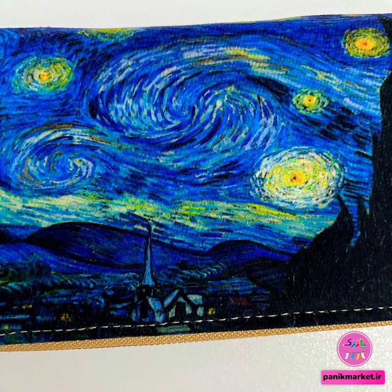 کیف پول طرح نقاشی شب پر ستاره ✨🌃
