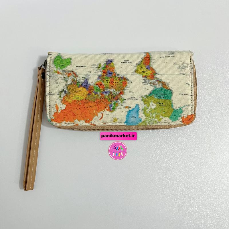 کیف پول طرح نقشه جهان روشن 🌍✨