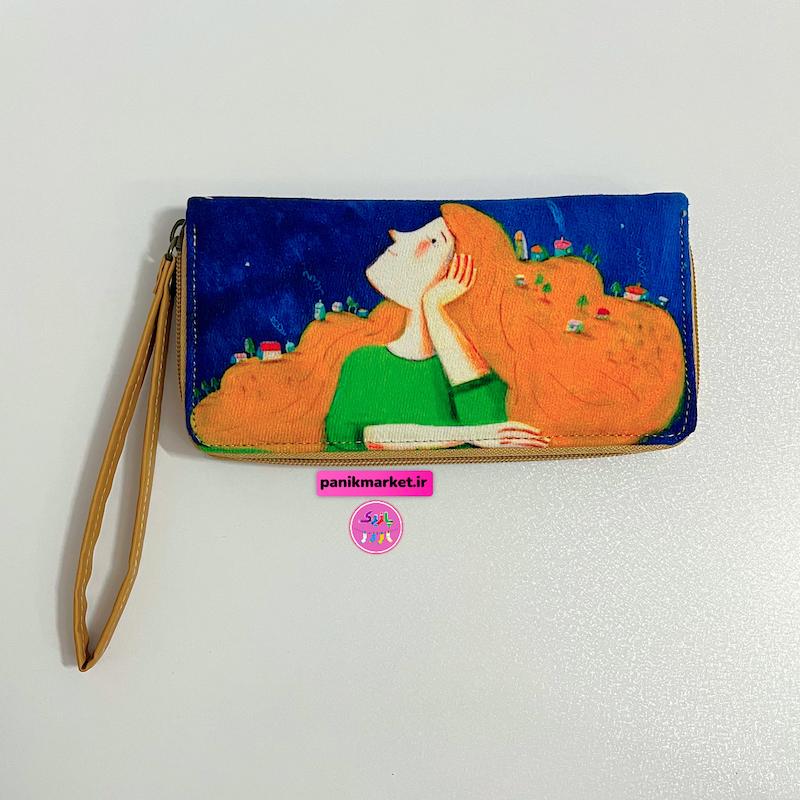 کیف پول طرح شهر رویایی دختر مو نارنجی 🧡